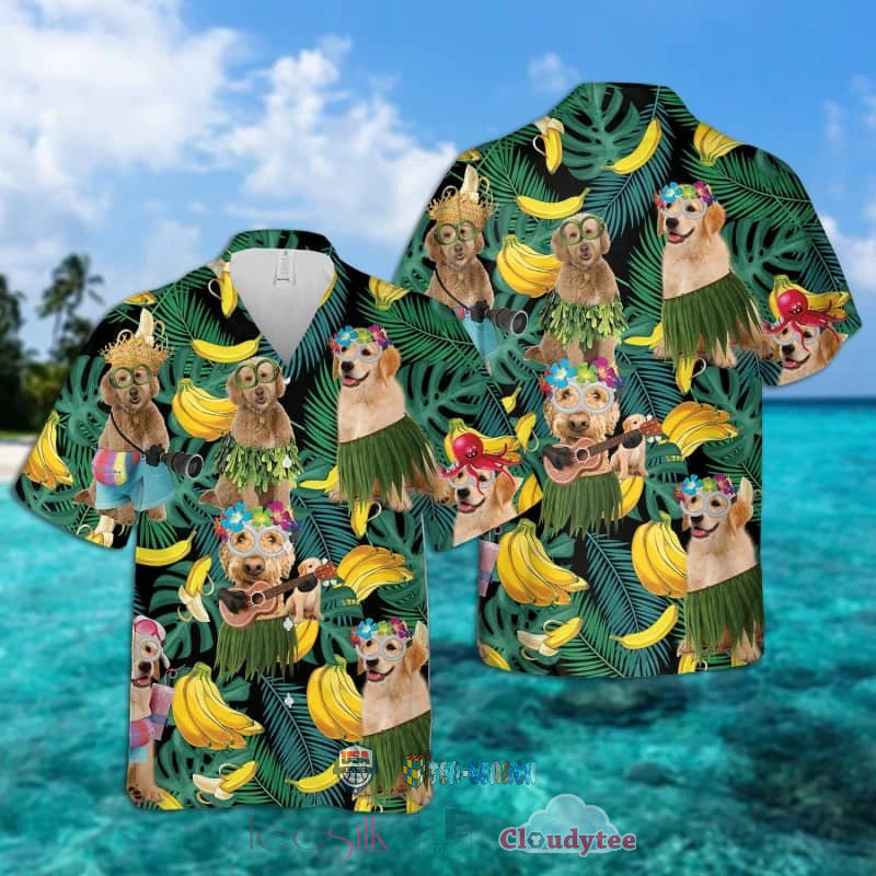 Golden Doodle Banana Tropical Hawaiian Shirt