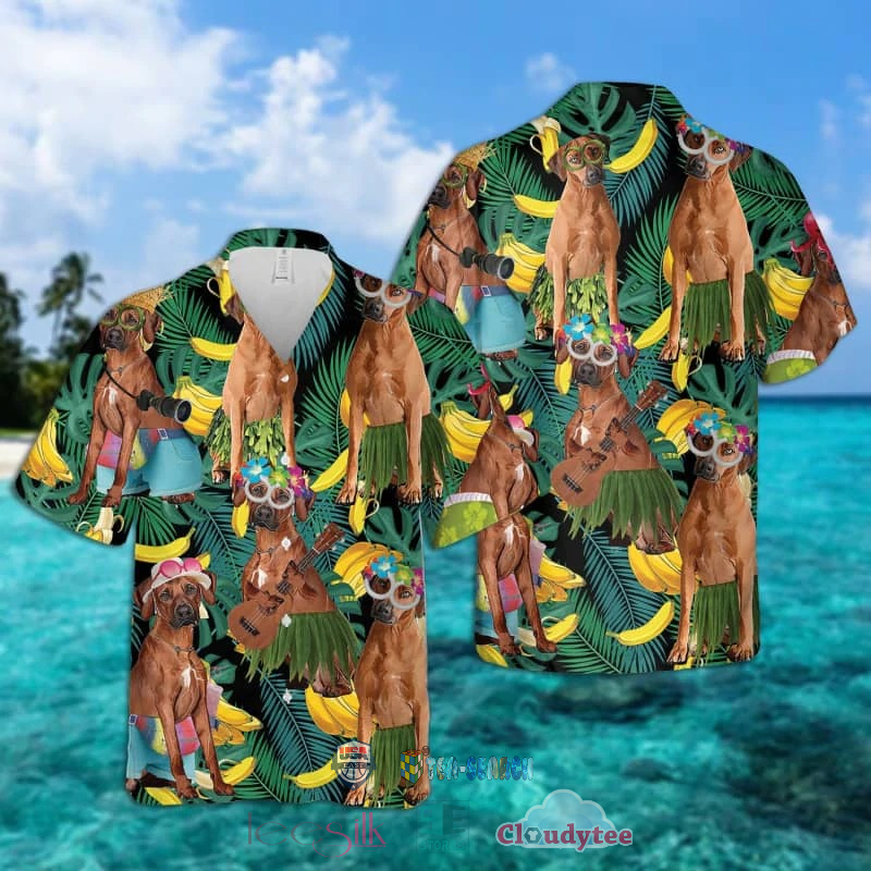 Rhodesian Ridgeback Dog Banana Tropical Hawaiian Shirt