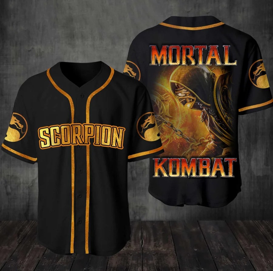 Mortal Kombat Team Scorpion Baseball Jersey Shirt - Teasearch3d