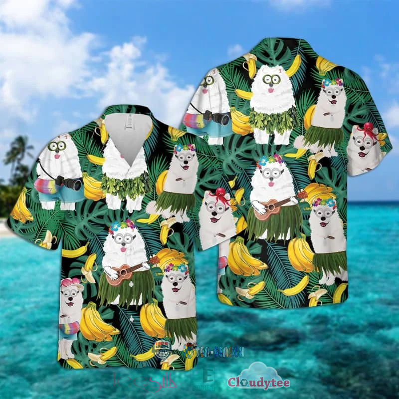 Samoyed Dog Banana Tropical Hawaiian Shirt