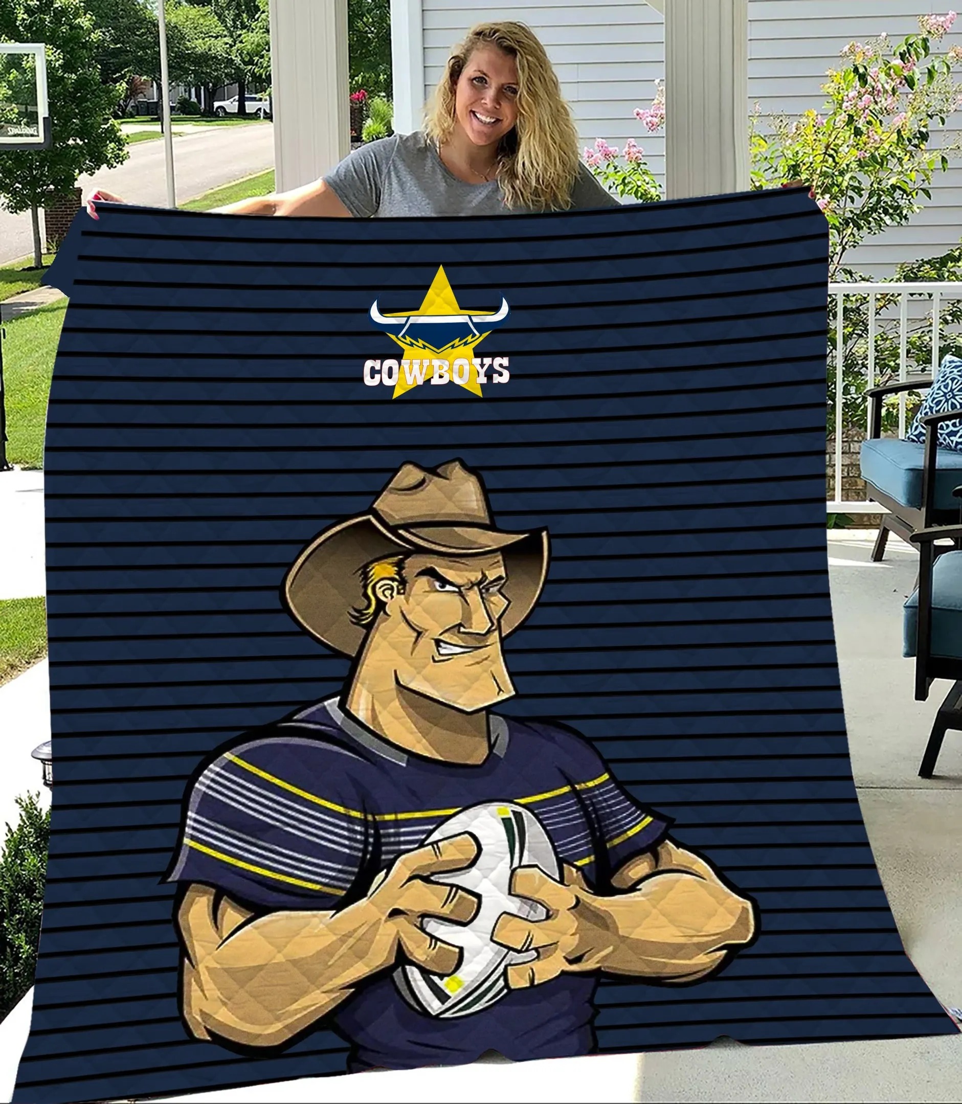 NRL North Queensland Cowboys Quilt Blanket - Teasearch3d