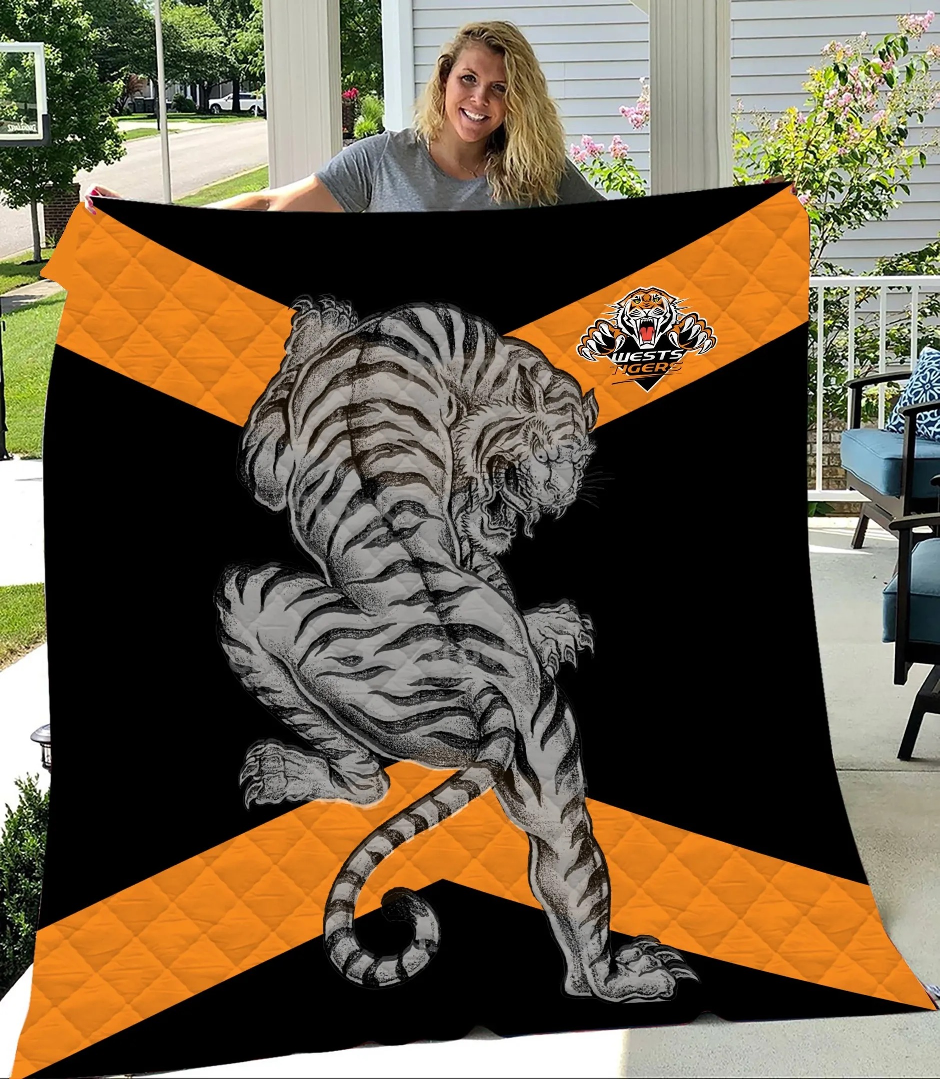 NRL Wests Tigers Quilt Blanket - Teasearch3d