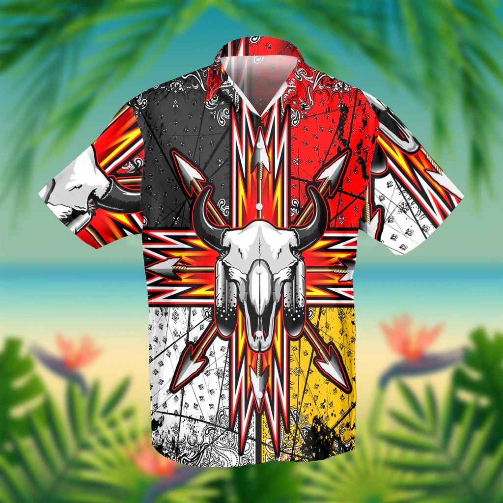 Bison Arrow Native American Hawaiian Shirt - Dnstyles