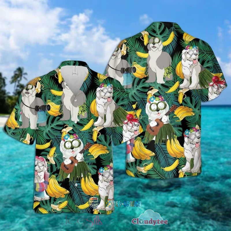 Old English Sheepdog Banana Tropical Hawaiian Shirt