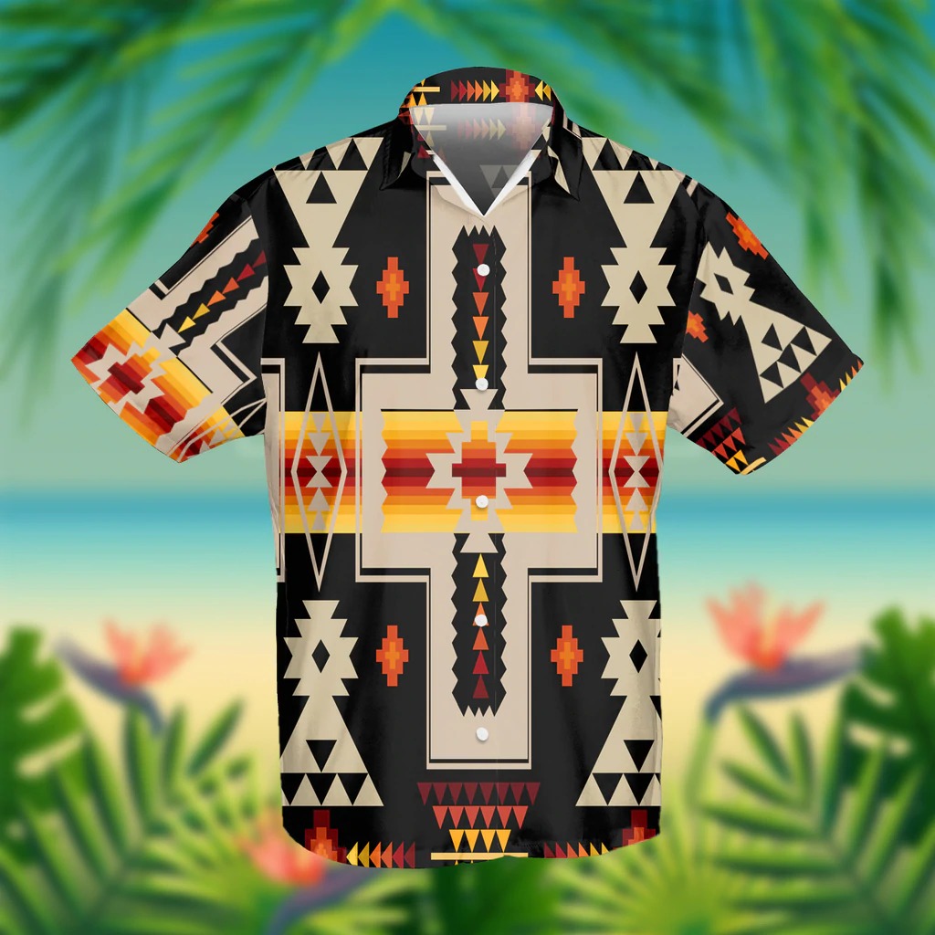 Black Tribe Design Native American Hawaiian Shirt - Dnstyles