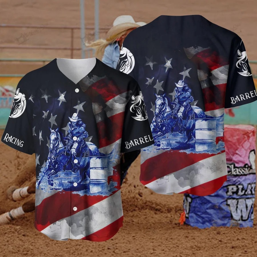 Barrel Racing Baseball Jersey Shirt - Teasearch3d