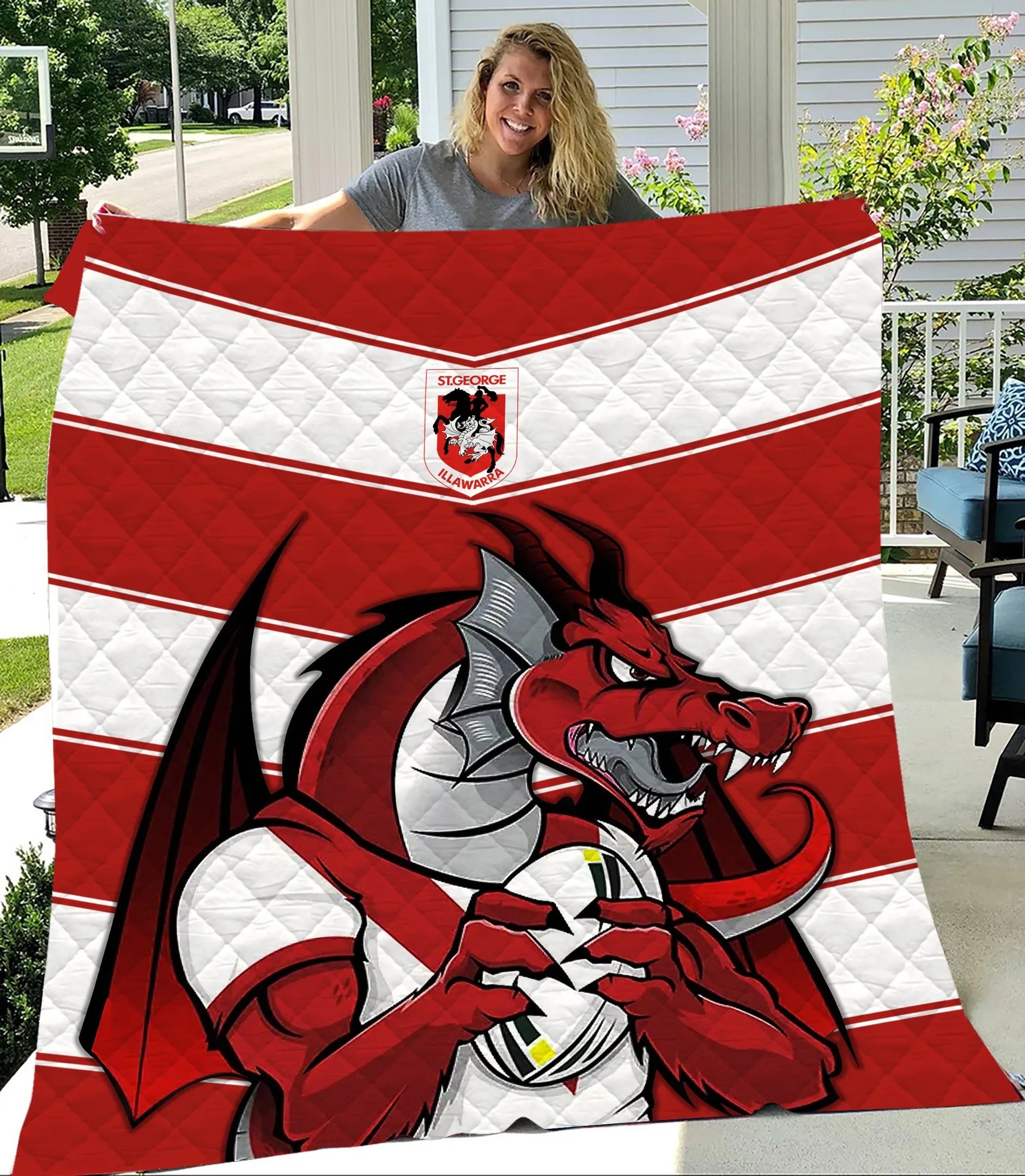 NRL St. George Illawarra Dragons Quilt Blanket - Teasearch3d