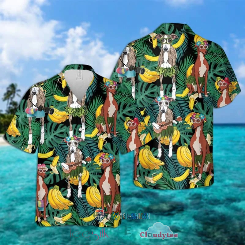 Greyhound Dog Banana Tropical Hawaiian Shirt