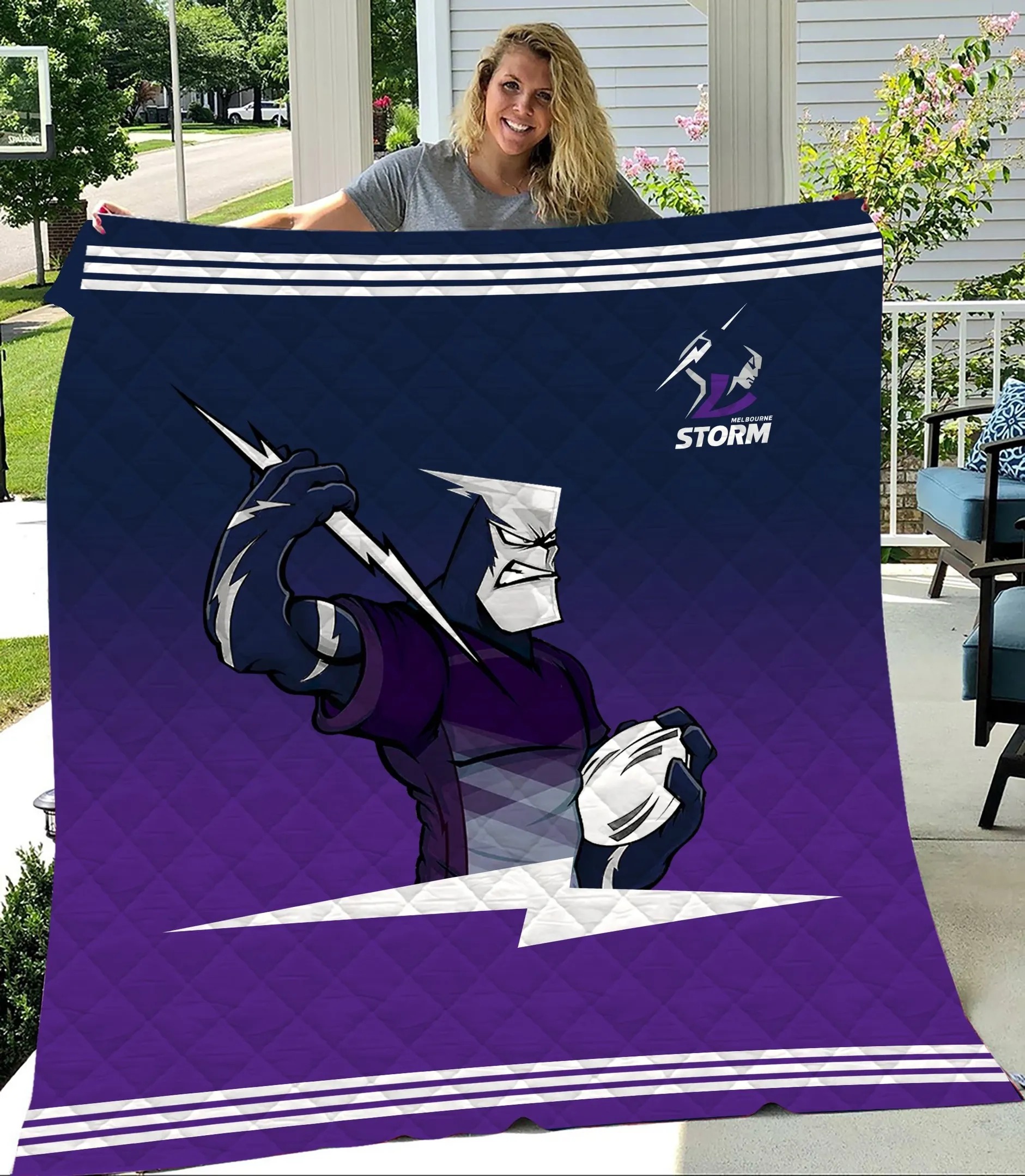 NRL Melbourne Storm Quilt Blanket - Teasearch3d