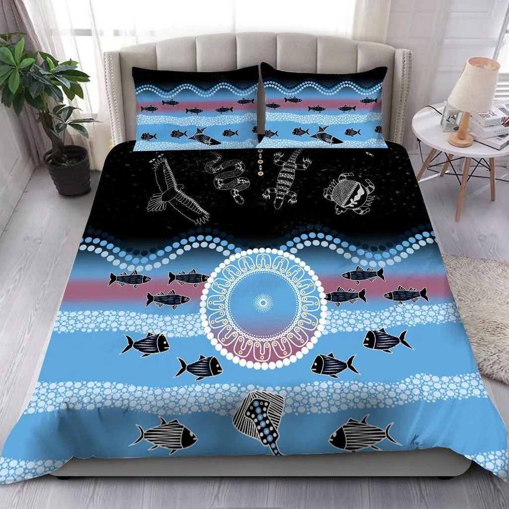 NRL Cronulla-Sutherland Sharks Indigenous Bedding Set - Teasearch3d