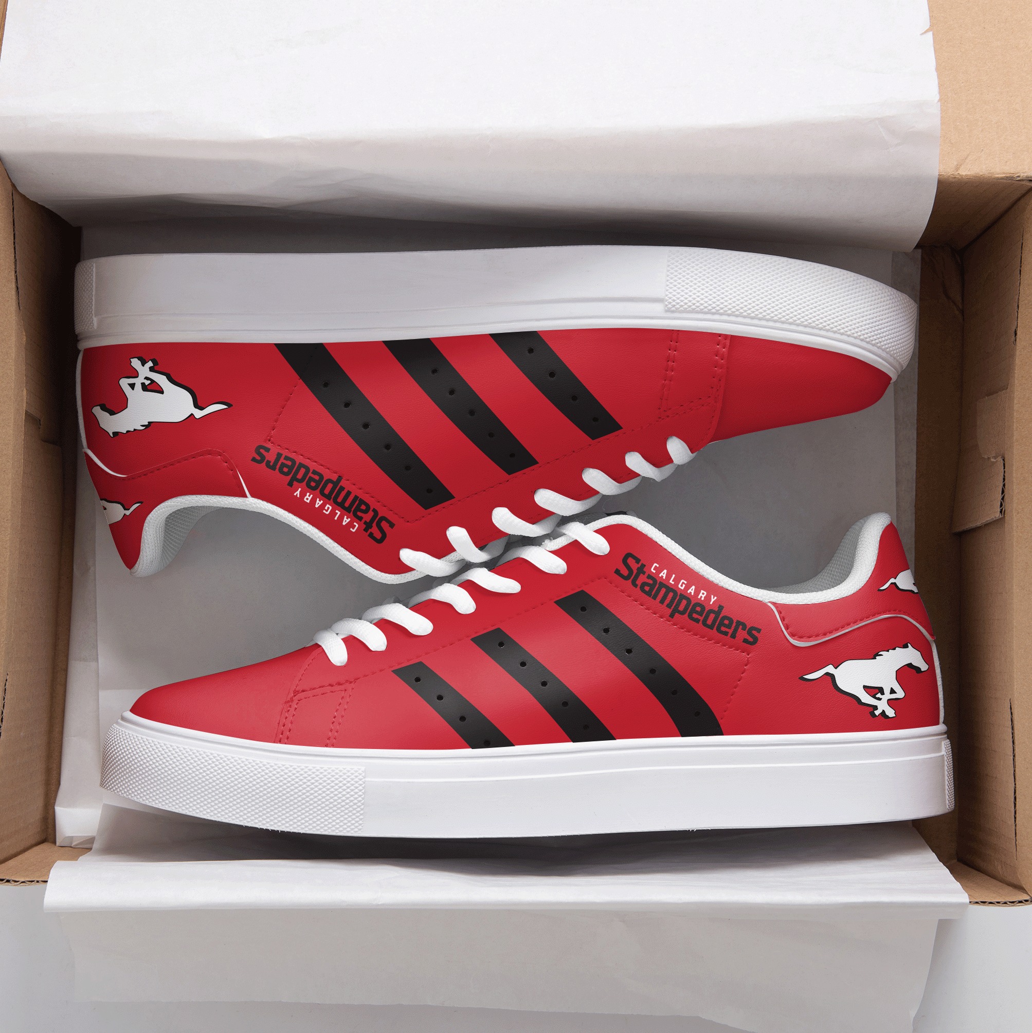 Calgary Stampeders Red Stan Smith Low Top Shoes - Teasearch3d