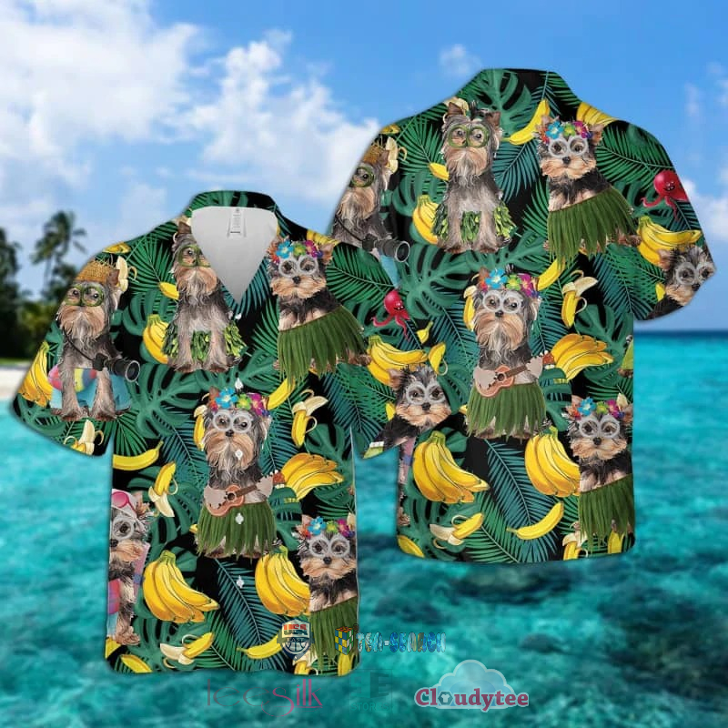 Yorkshire Terrier Dog Banana Tropical Hawaiian Shirt