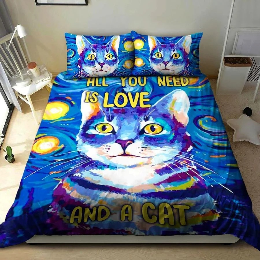 All You Need Is Love And A Cat Duvet Cover Bedding Set - Teasearch3d