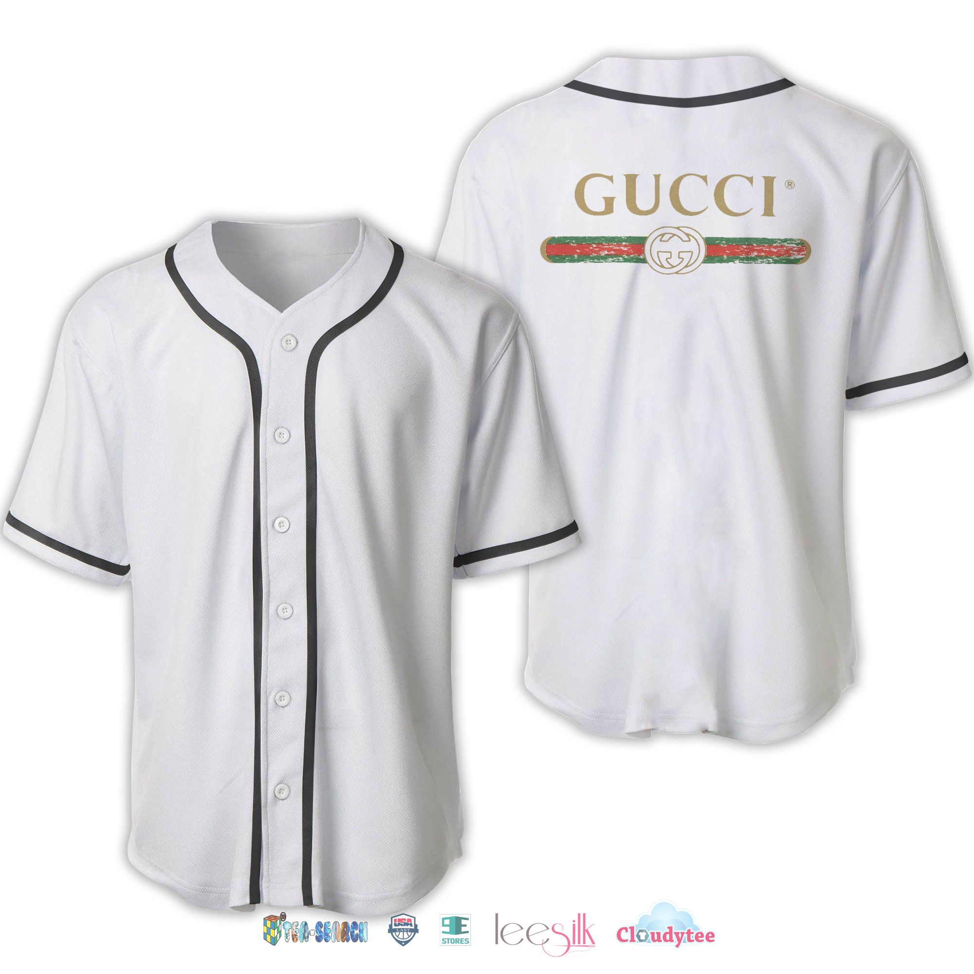 Gucci White Baseball Jersey Shirt