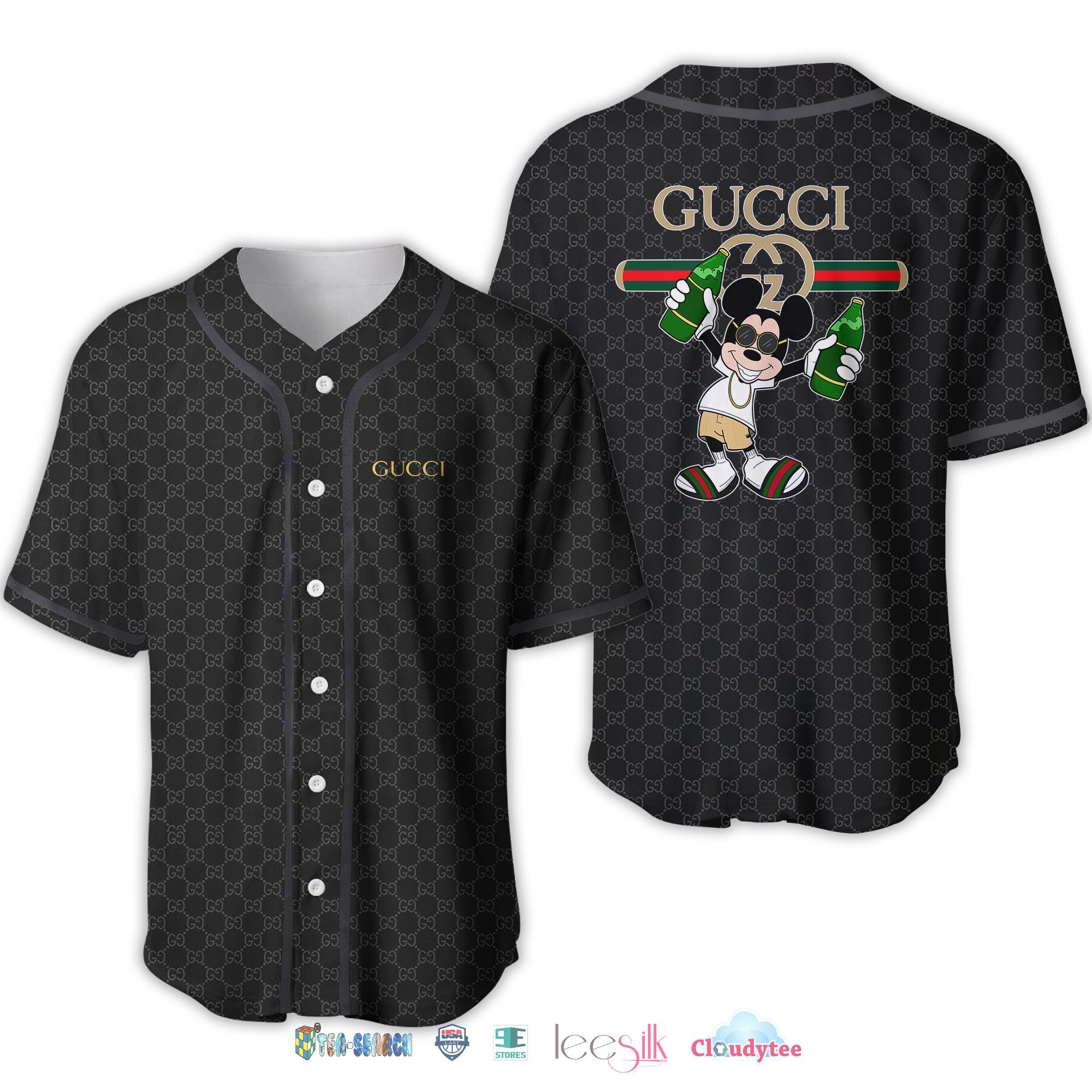 Louis Vuitton Mickey Mouse Baseball Jersey Shirt