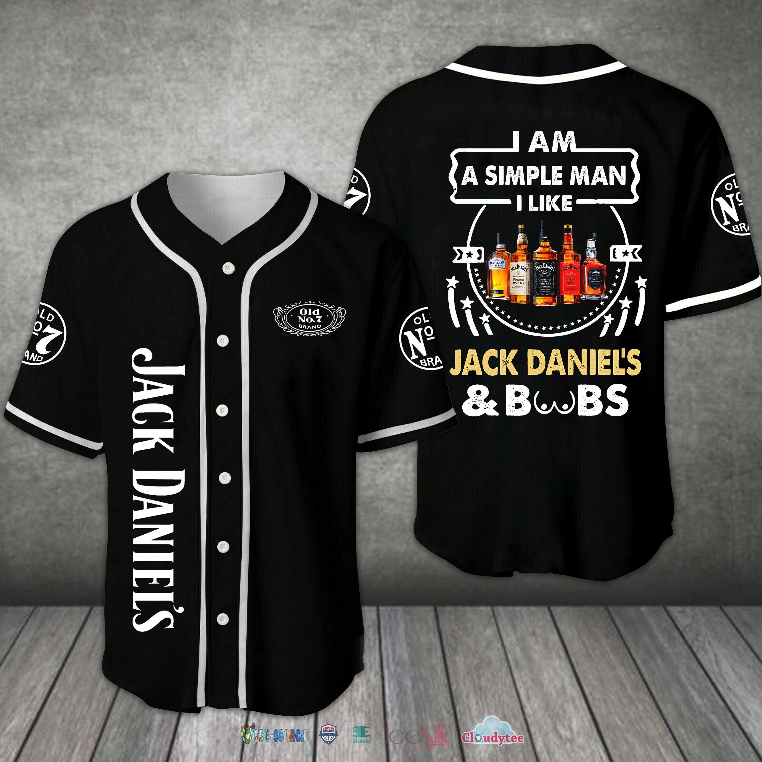 I Am A Simple Man I Like Jack Daniel's And Boobs Baseball Jersey Shirt