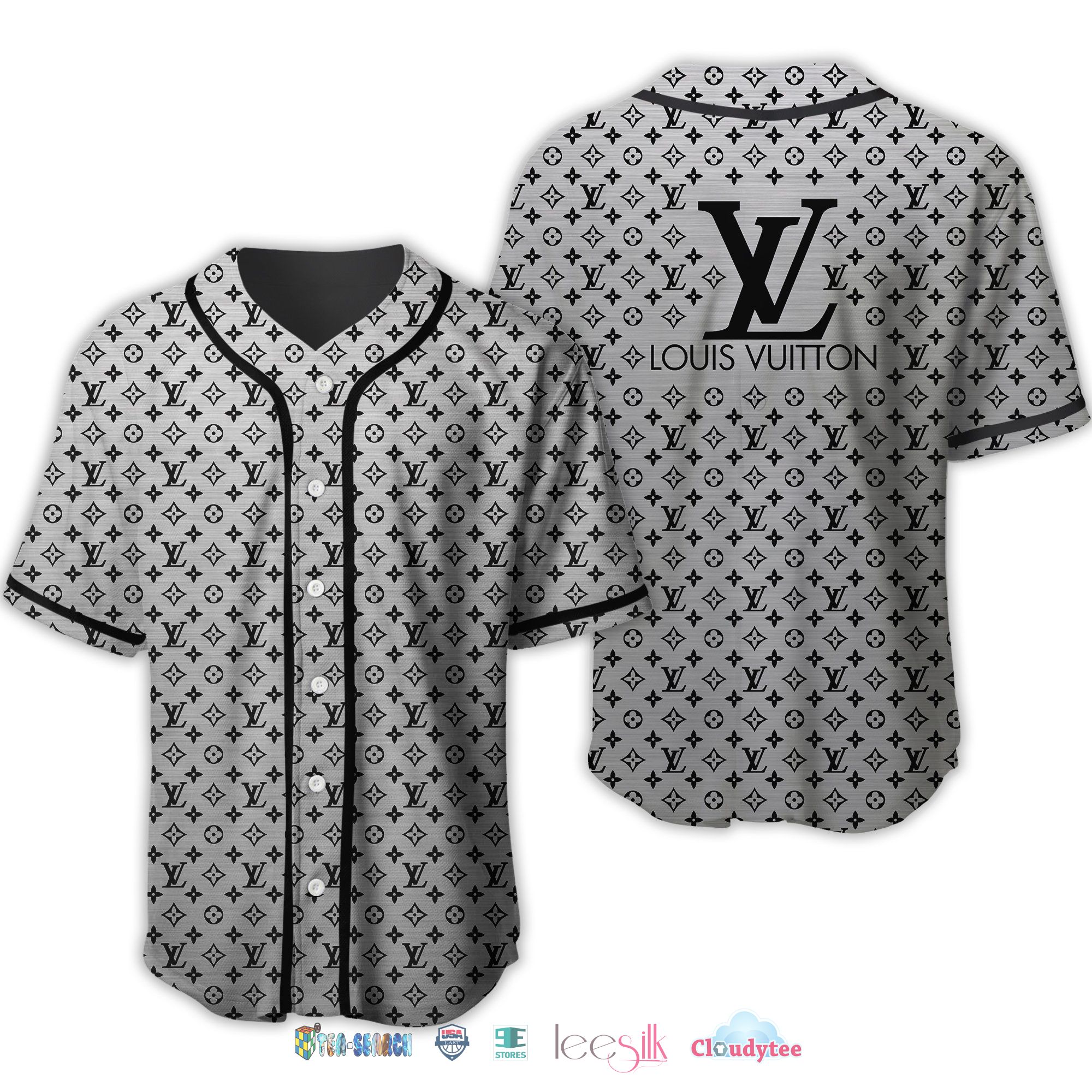 Louis Vuitton Gray Baseball Jersey Shirt