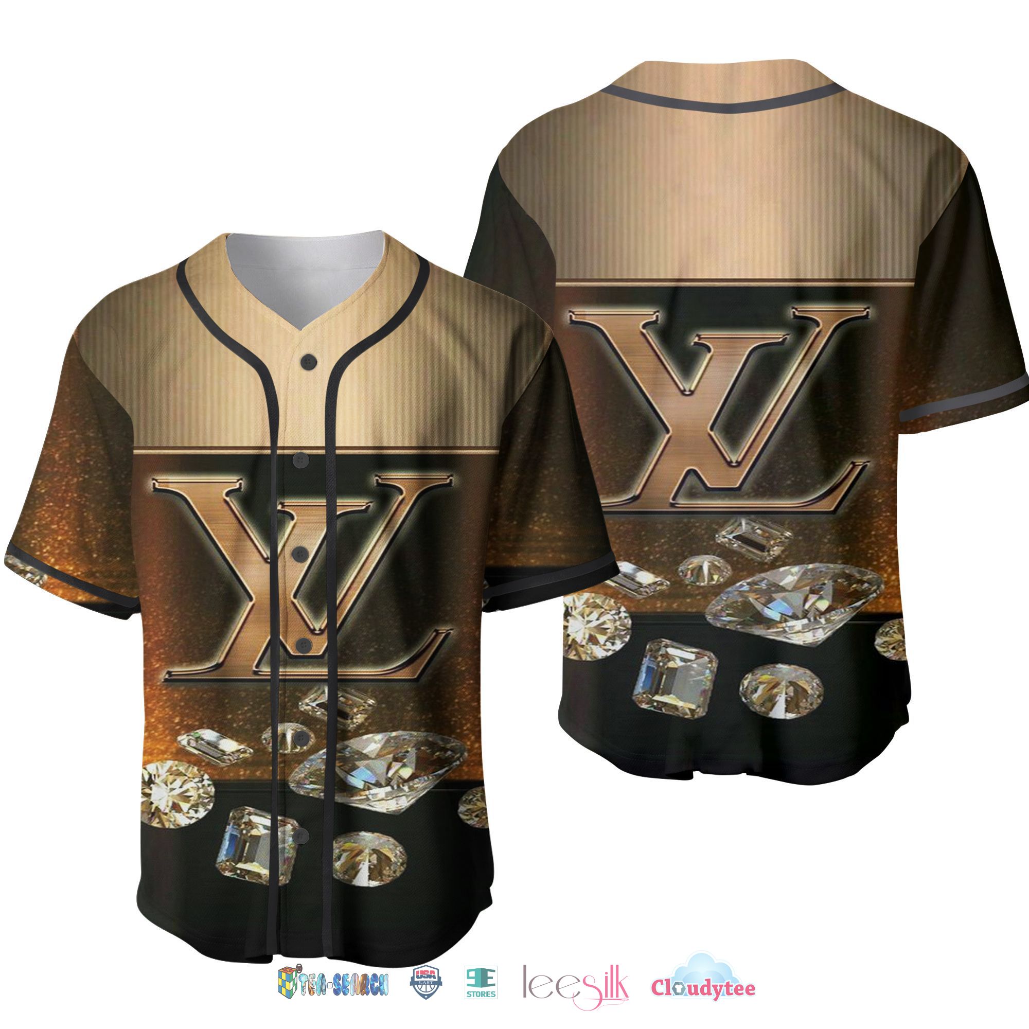 Louis Vuitton Diamond Baseball Jersey Shirt