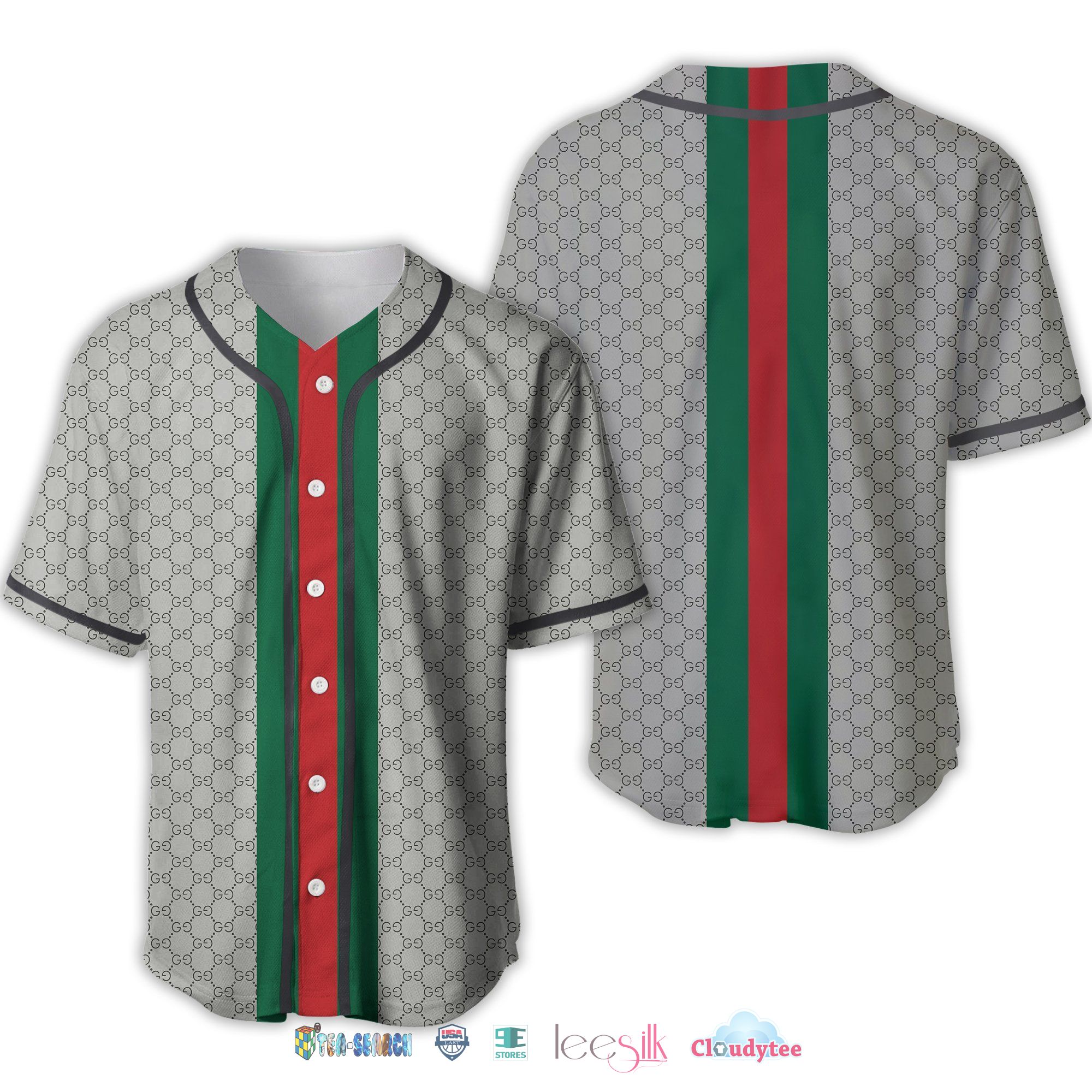 Gucci Grey Baseball Jersey Shirt