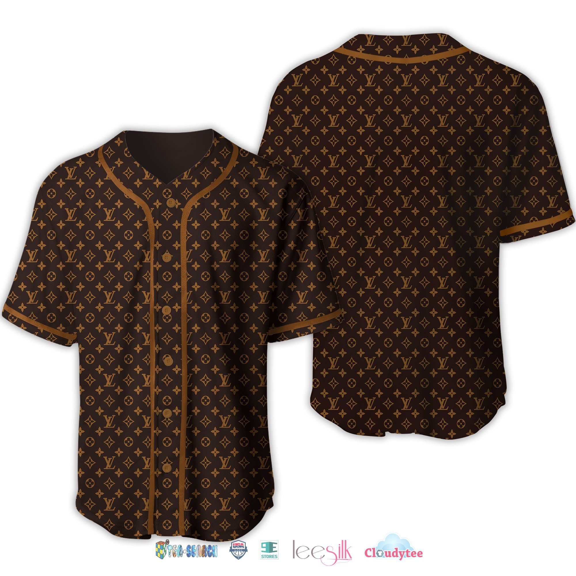 Louis Vuitton Logo Pattern Baseball Jersey Shirt