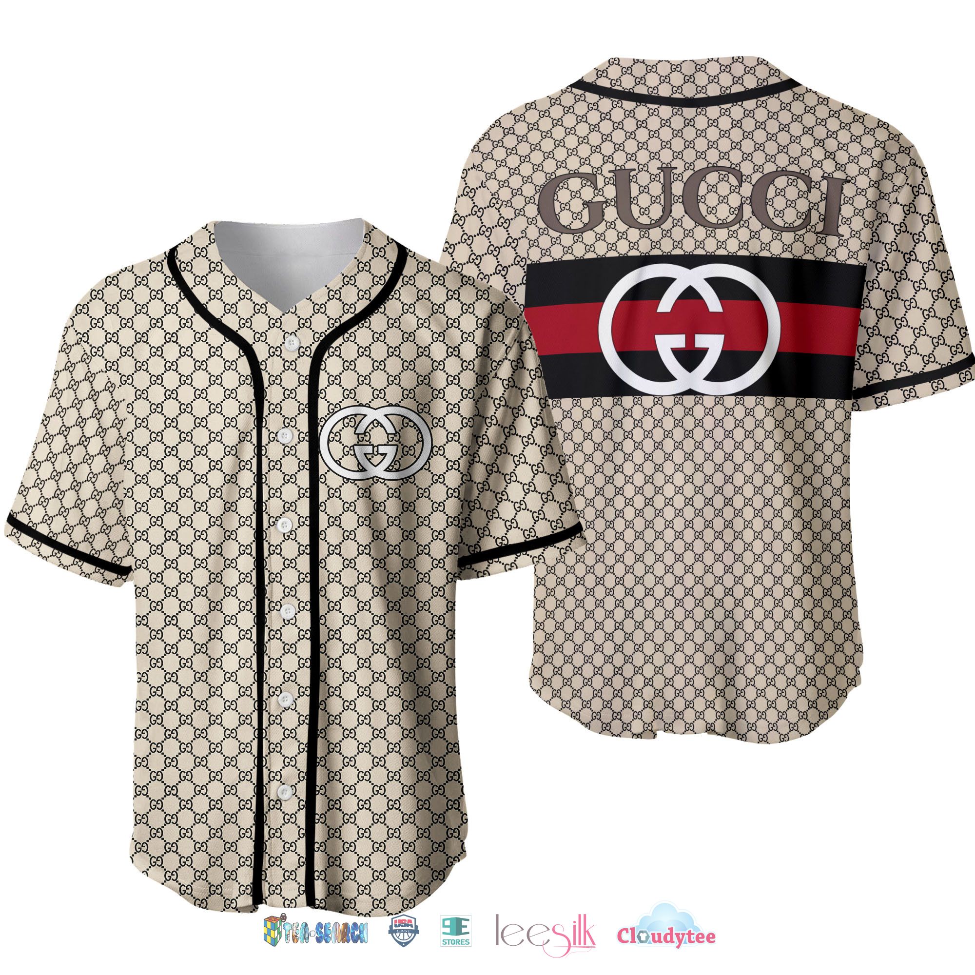 Gucci Cream Baseball Jersey Shirt