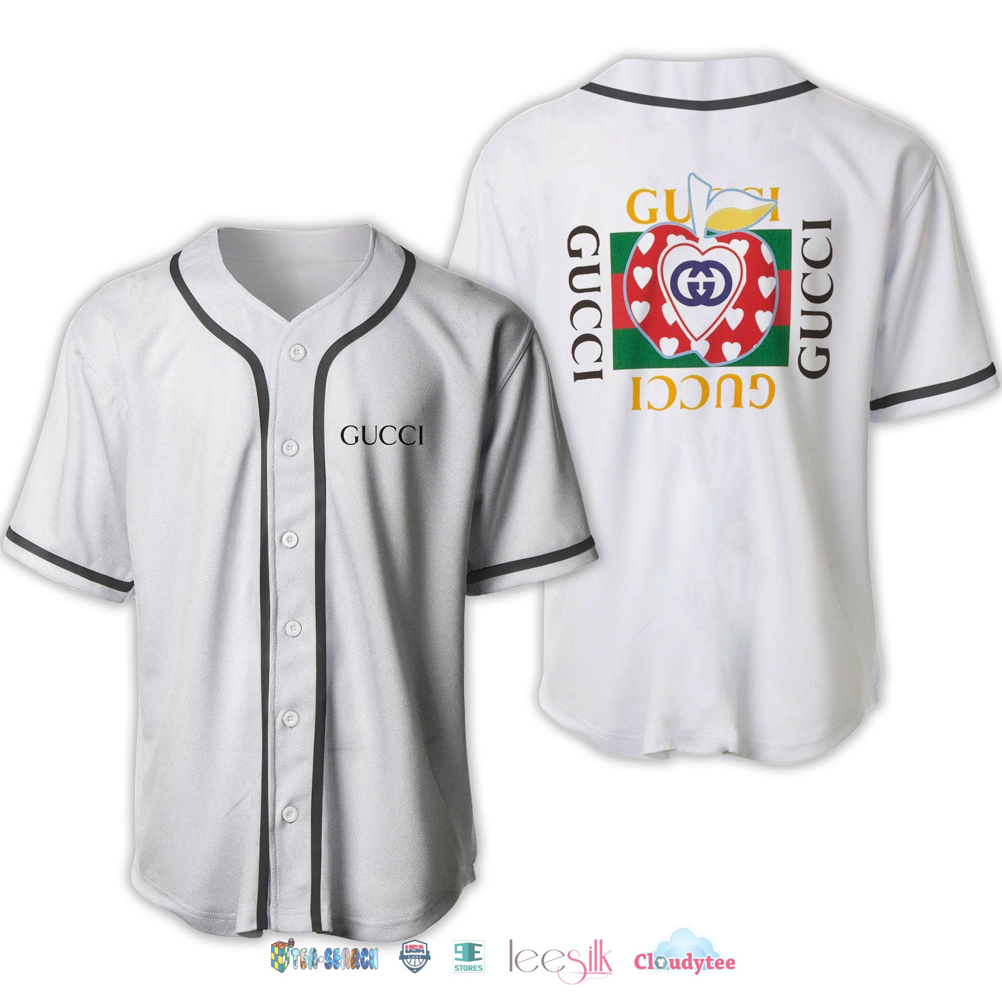 Gucci Peach Logo Baseball Jersey Shirt