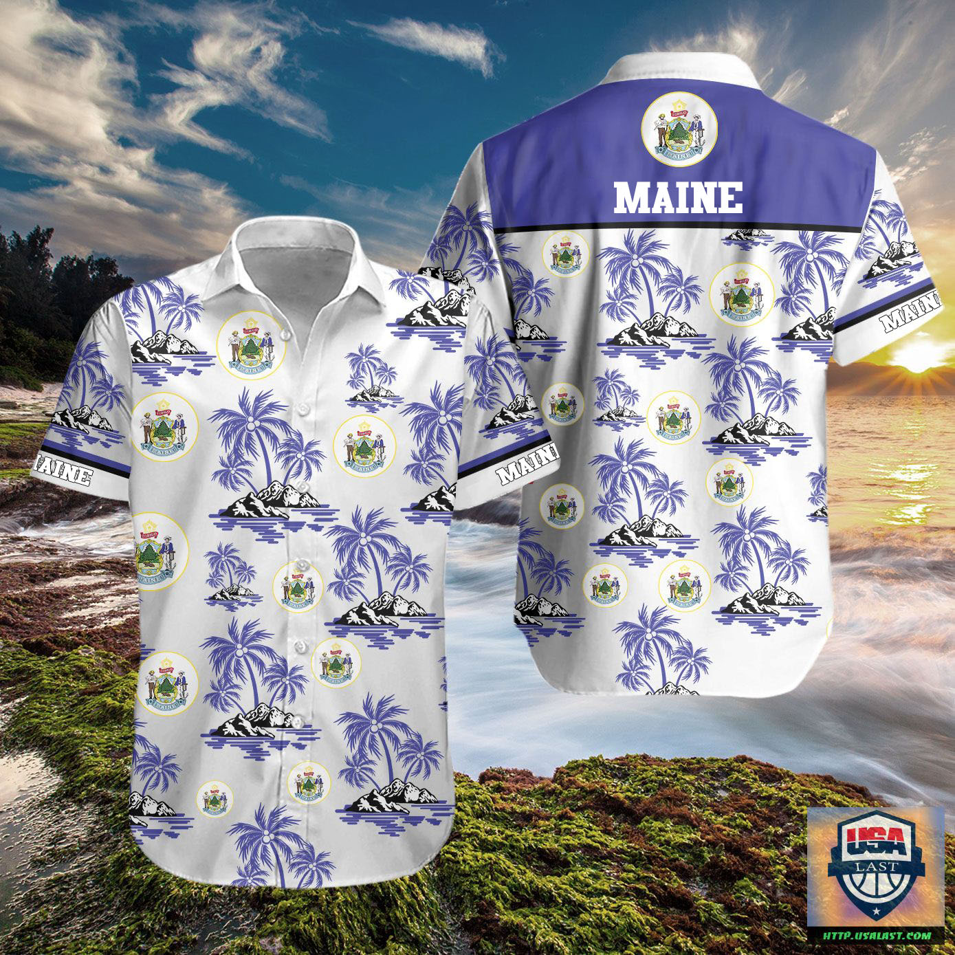 Maine State Coconut Hawaiian Shirt