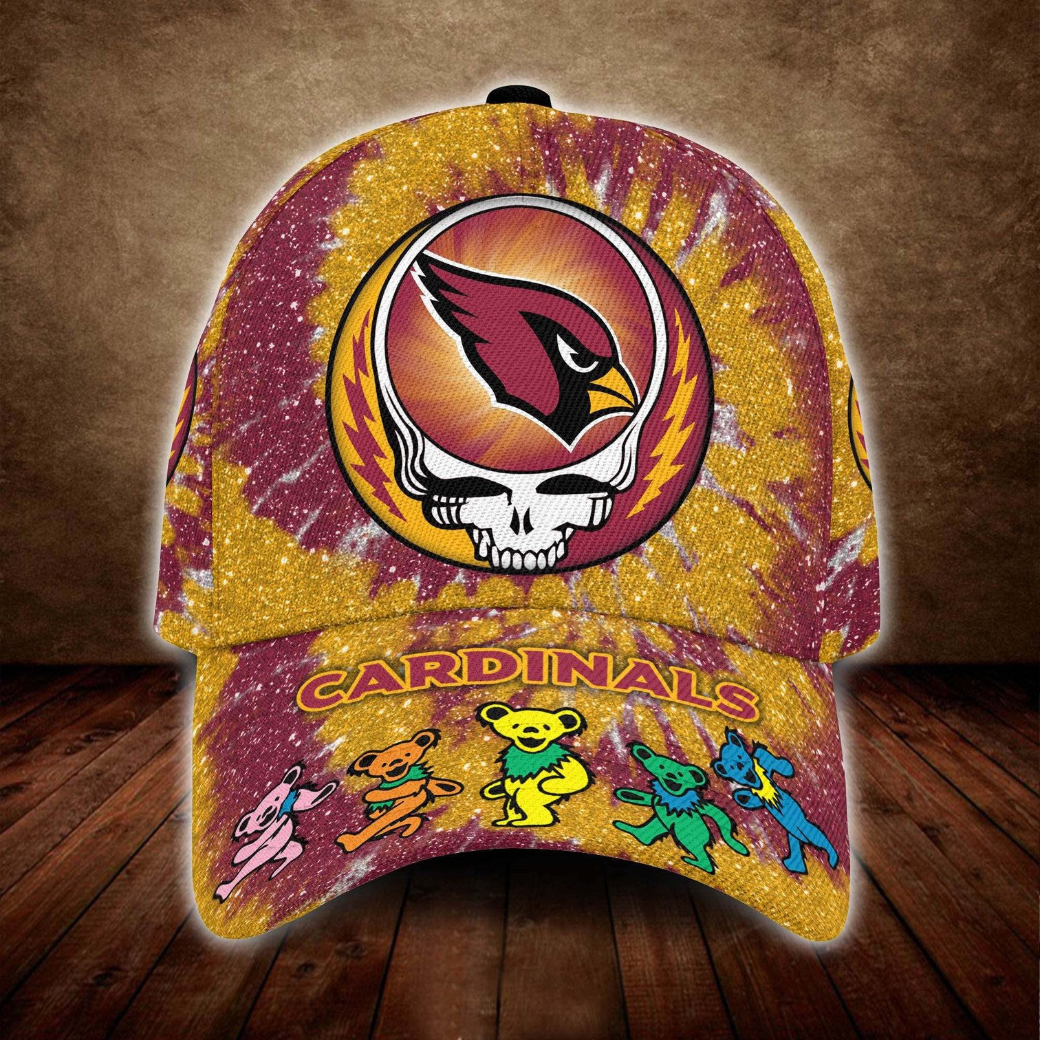 Arizona Cardinals And Grateful Dead Band Baseball Classic Cap - Teasearch3d