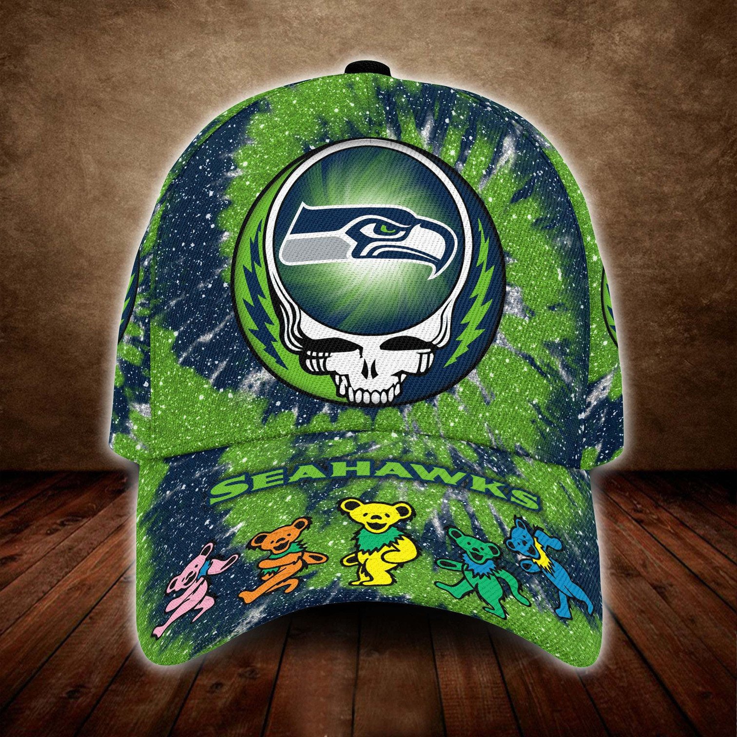 Seattle Seahawks And Grateful Dead Band Baseball Classic Cap - Teasearch3d