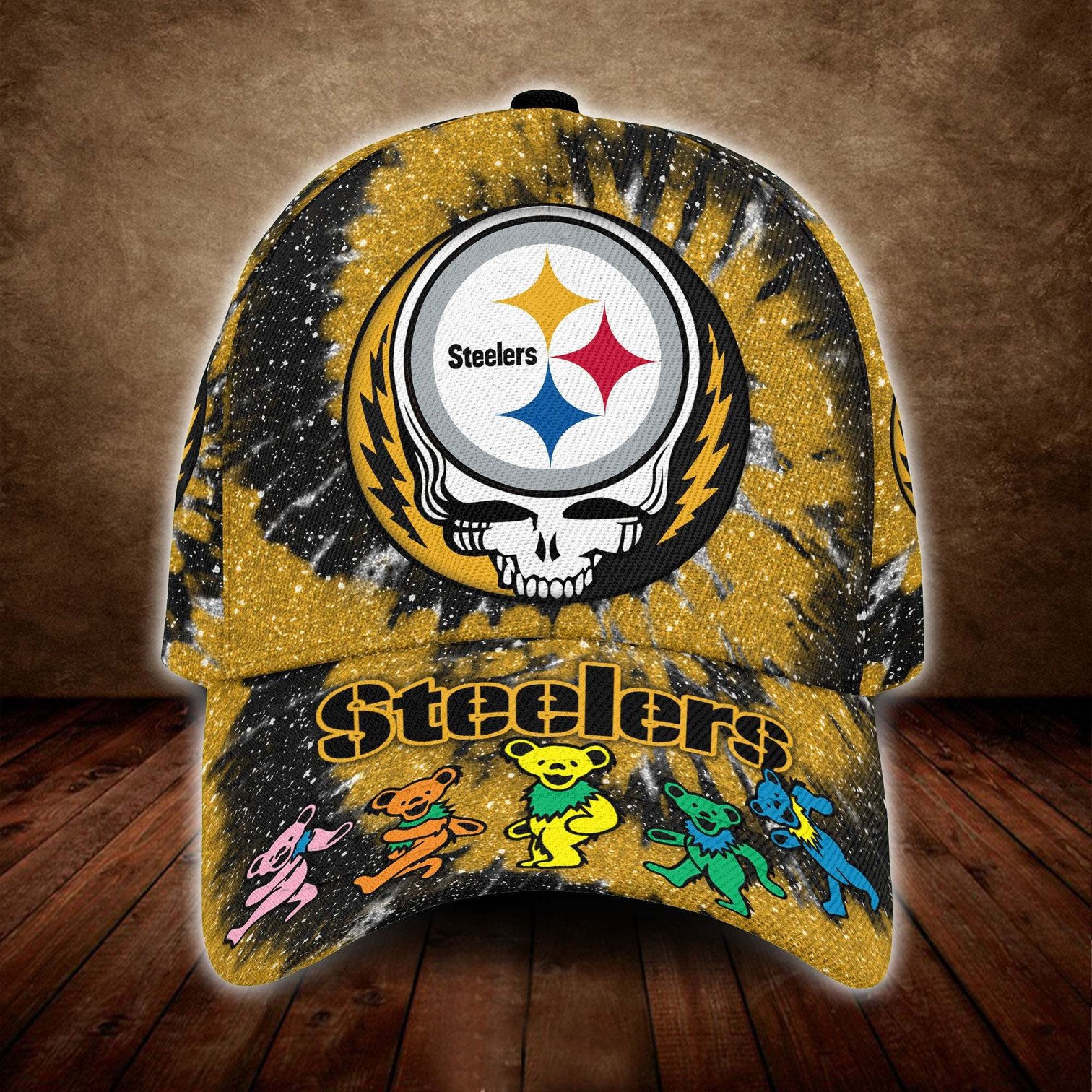 Pittsburgh Steelers And Grateful Dead Band Baseball Classic Cap - Teasearch3d