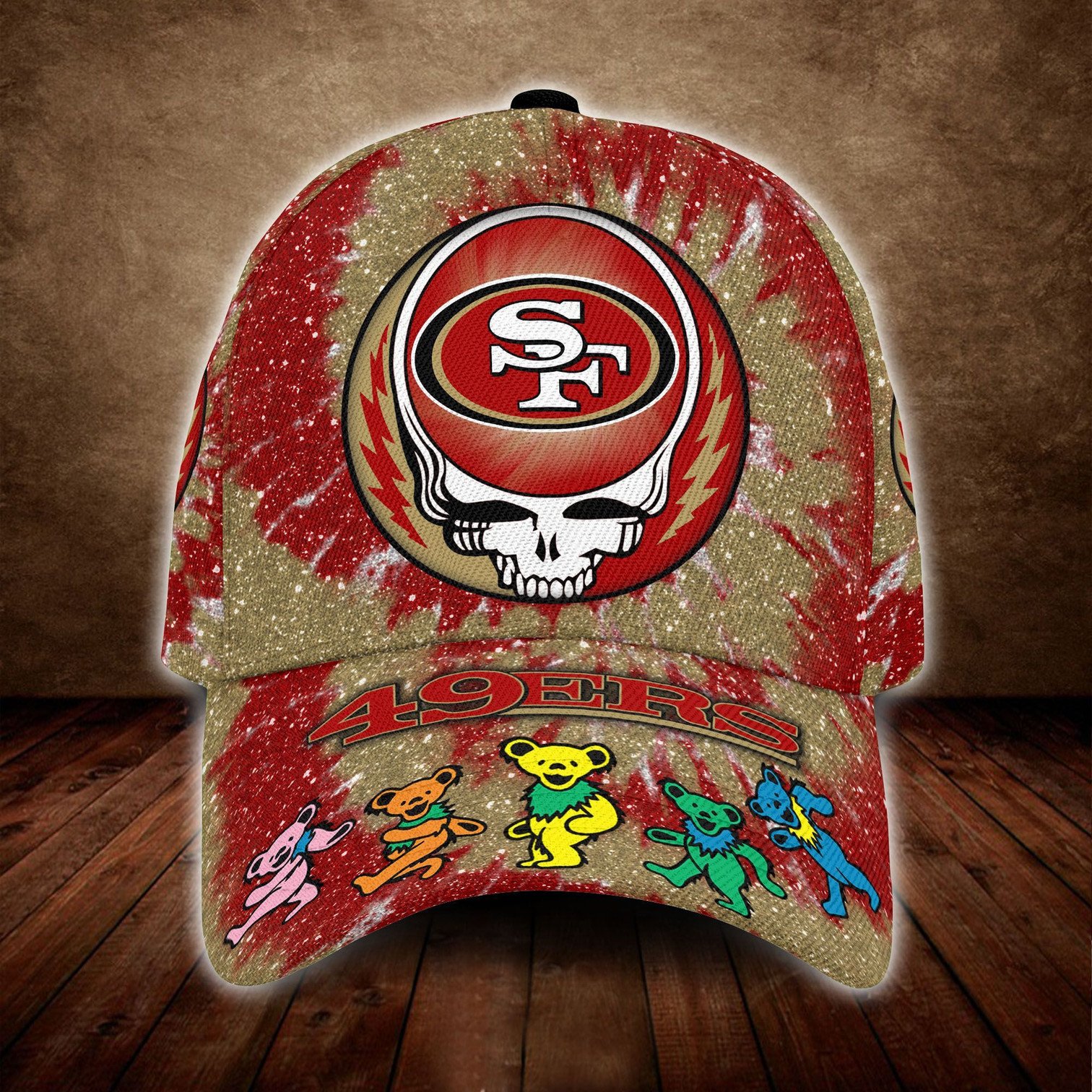 San Francisco 49ers And Grateful Dead Band Baseball Classic Cap - Teasearch3d