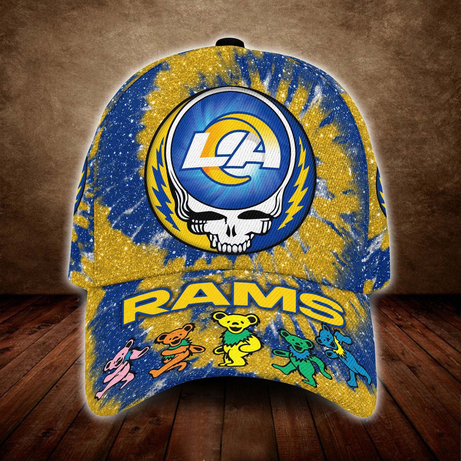 Los Angeles Rams And Grateful Dead Band Baseball Classic Cap - Teasearch3d