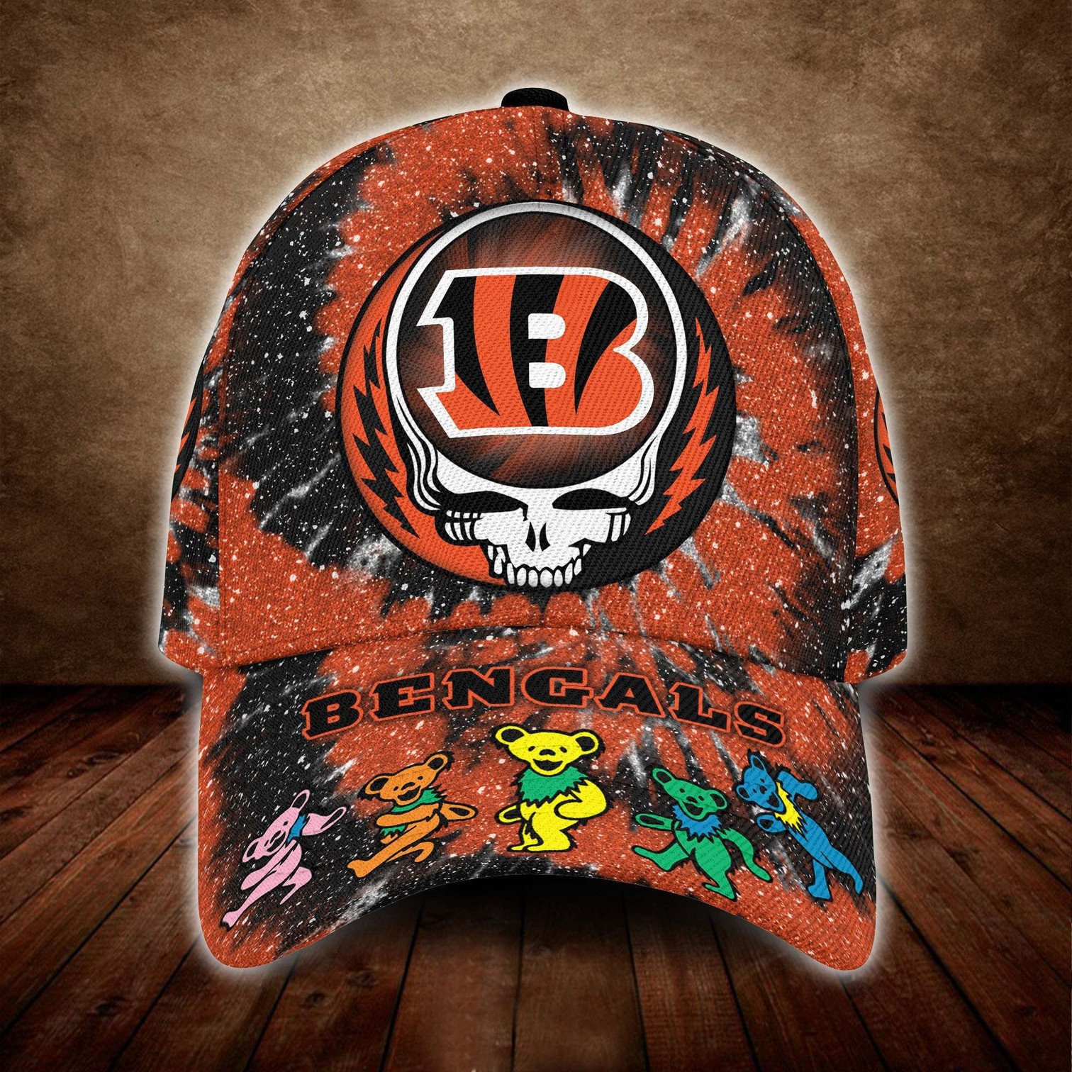 Cincinnati Bengals And Grateful Dead Band Baseball Classic Cap - Teasearch3d