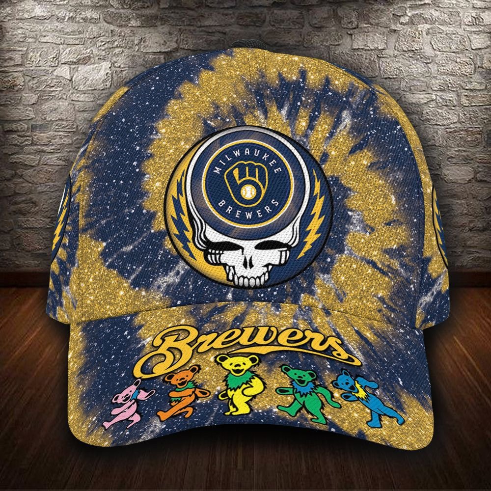 Milwaukee Brewers And Grateful Dead Band Baseball Classic Cap - Teasearch3d