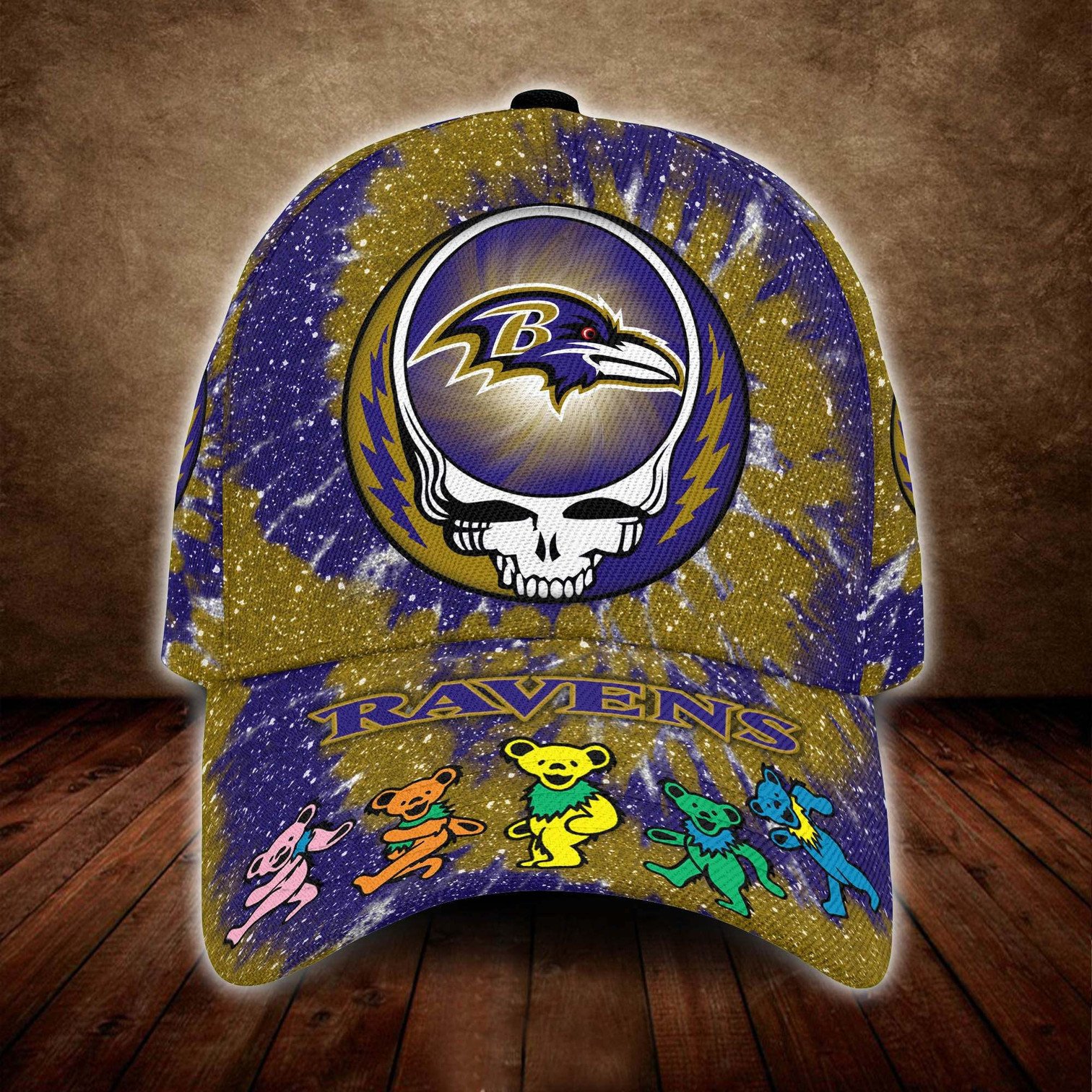 Baltimore Ravens And Grateful Dead Band Baseball Classic Cap - Teasearch3d