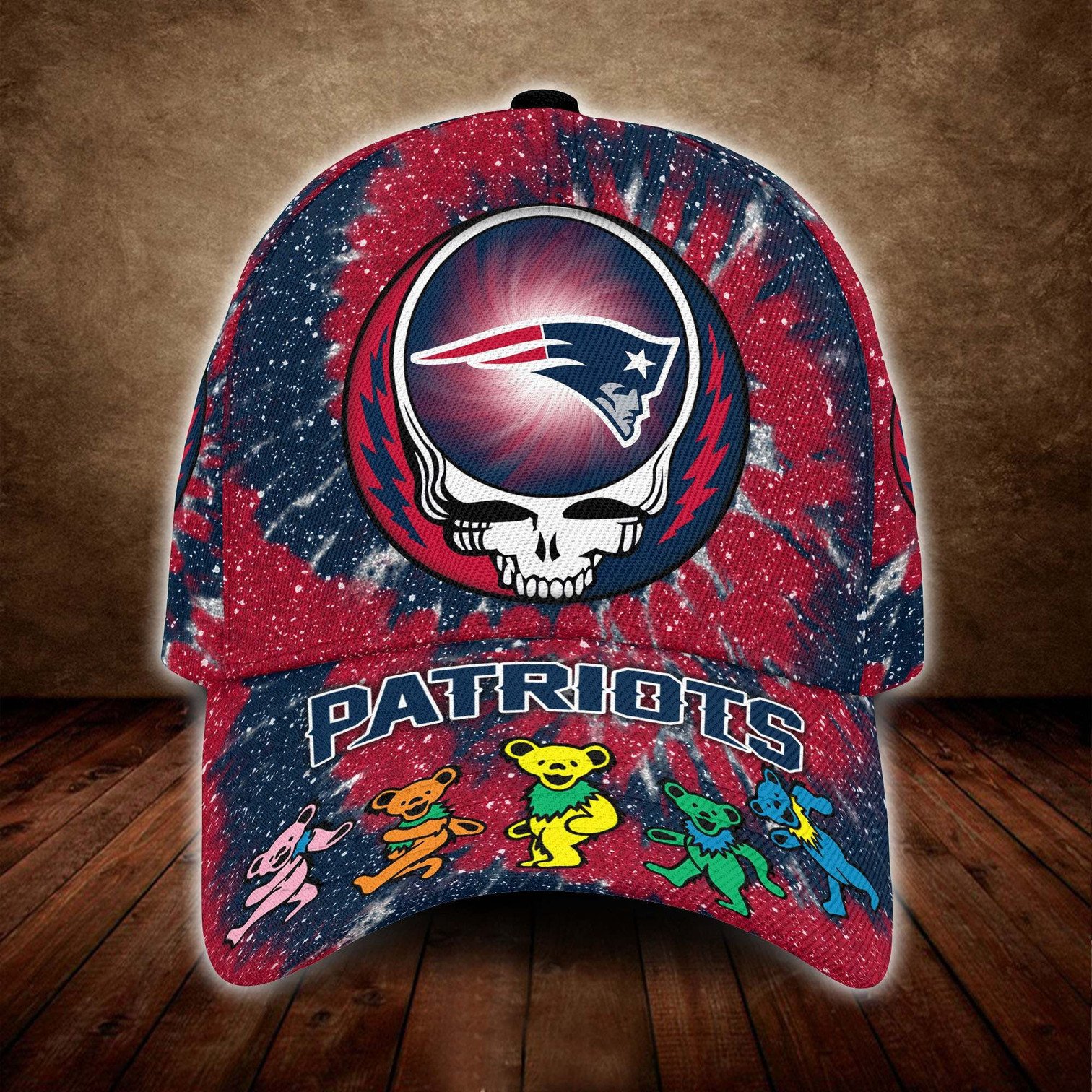 New England Patriots And Grateful Dead Band Baseball Classic Cap - Teasearch3d