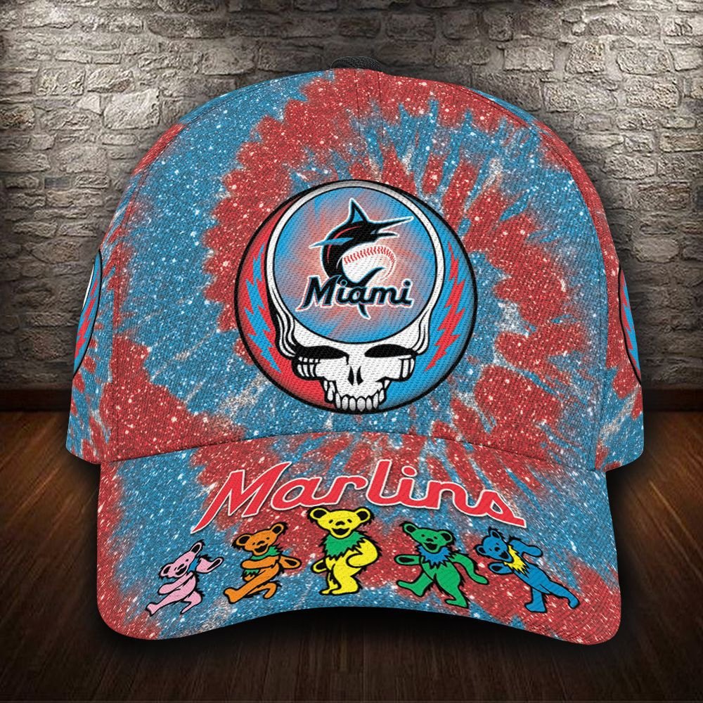 Miami Marlins And Grateful Dead Band Baseball Classic Cap - Teasearch3d