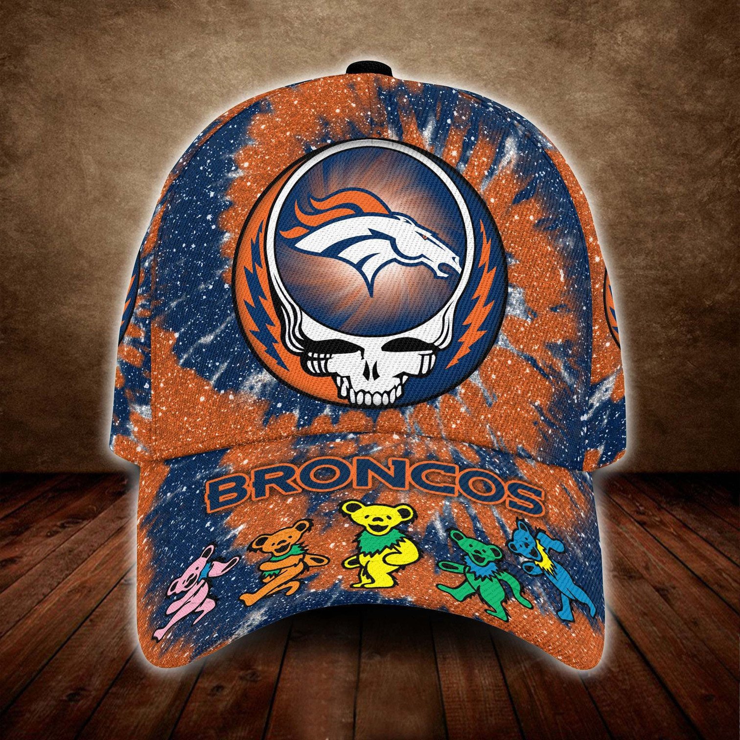 Denver Broncos And Grateful Dead Band Baseball Classic Cap - Teasearch3d