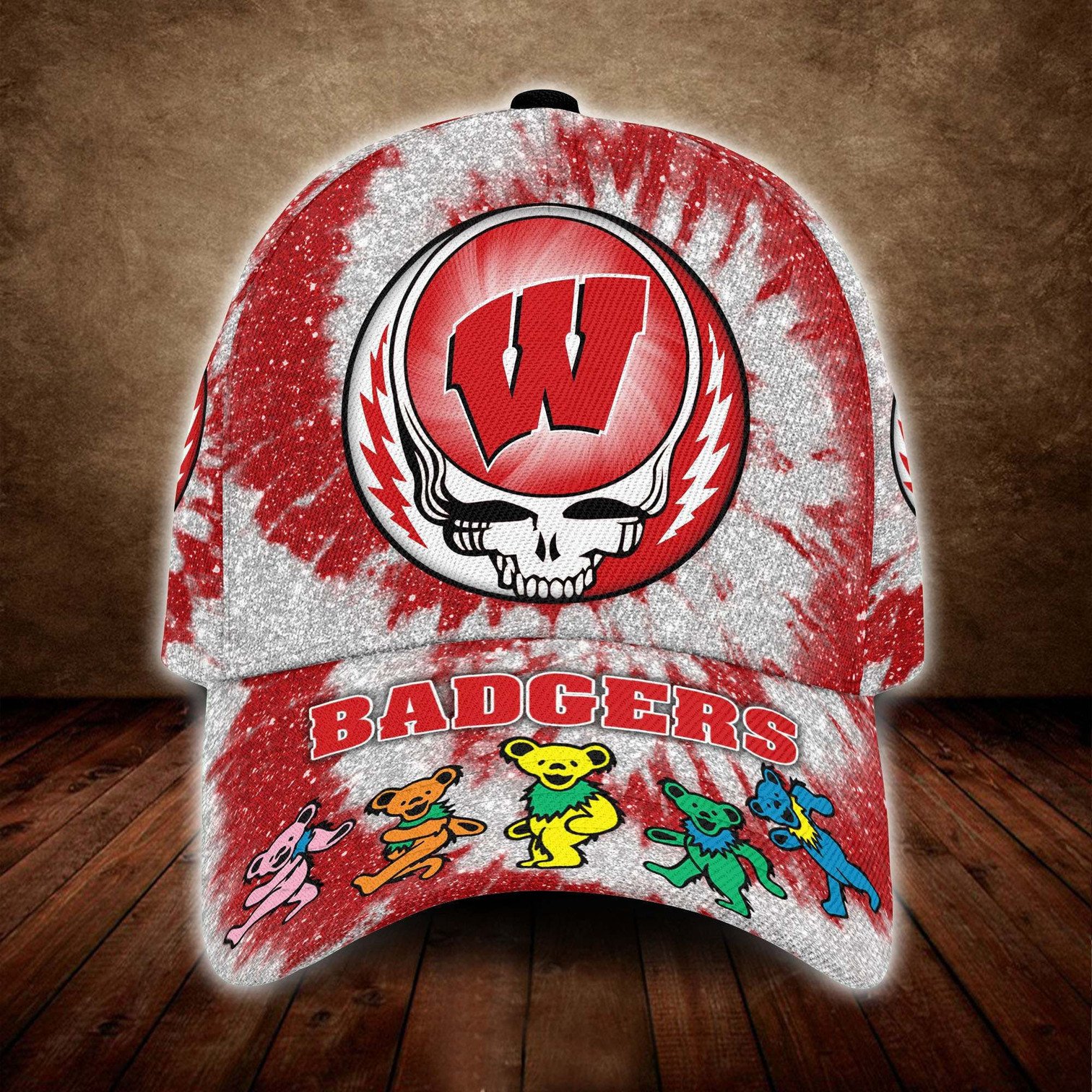 Wisconsin Badgers And Grateful Dead Band Baseball Classic Cap - Teasearch3d