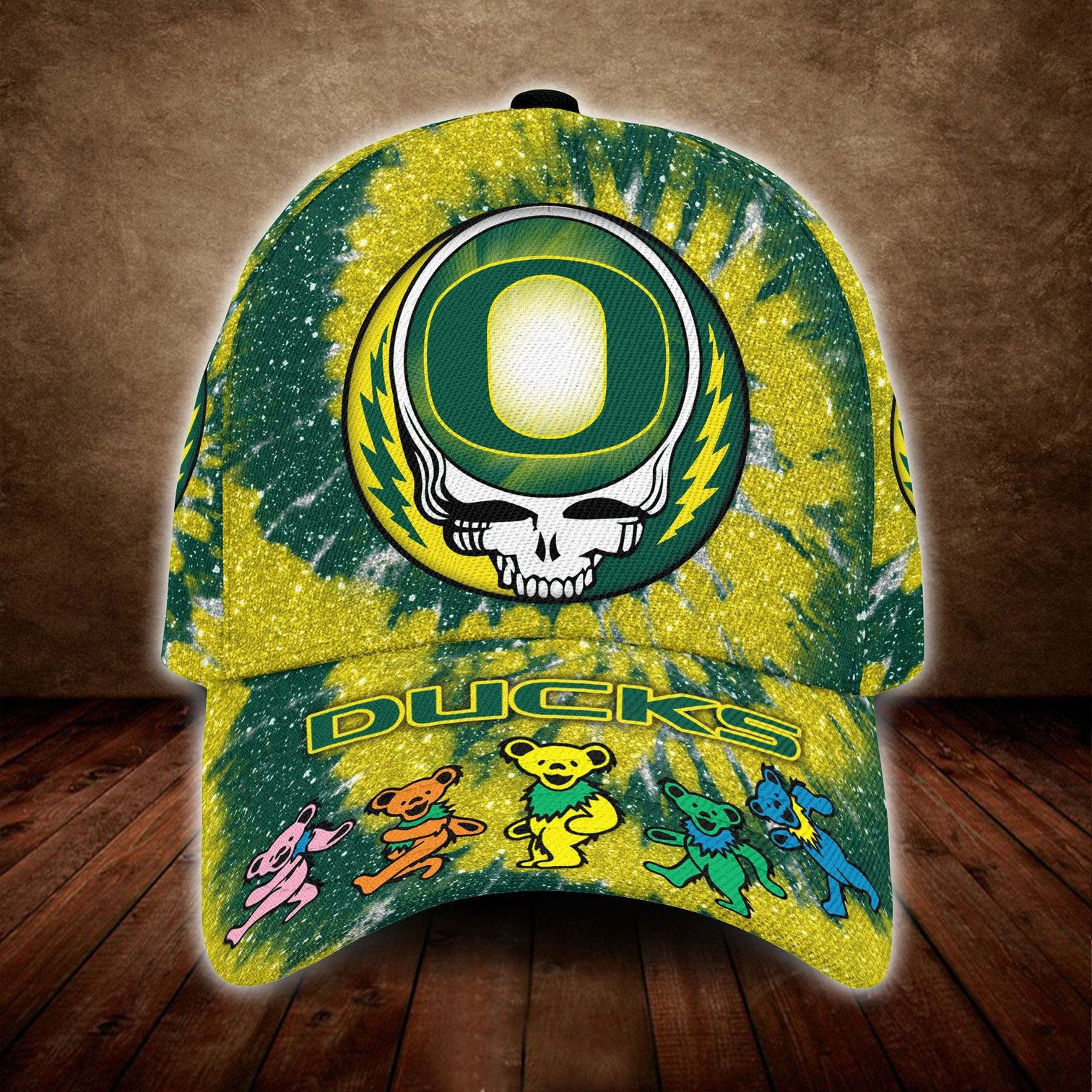 Oregon Ducks And Grateful Dead Band Baseball Classic Cap - Teasearch3d