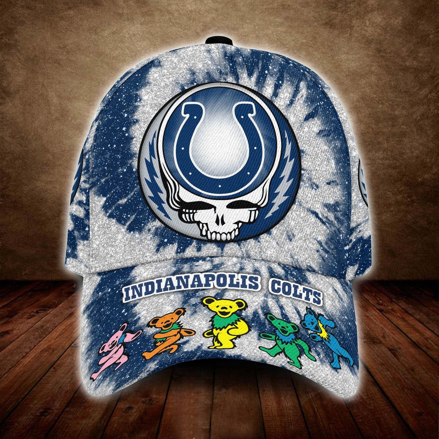 Indianapolis Colts And Grateful Dead Band Baseball Classic Cap - Teasearch3d